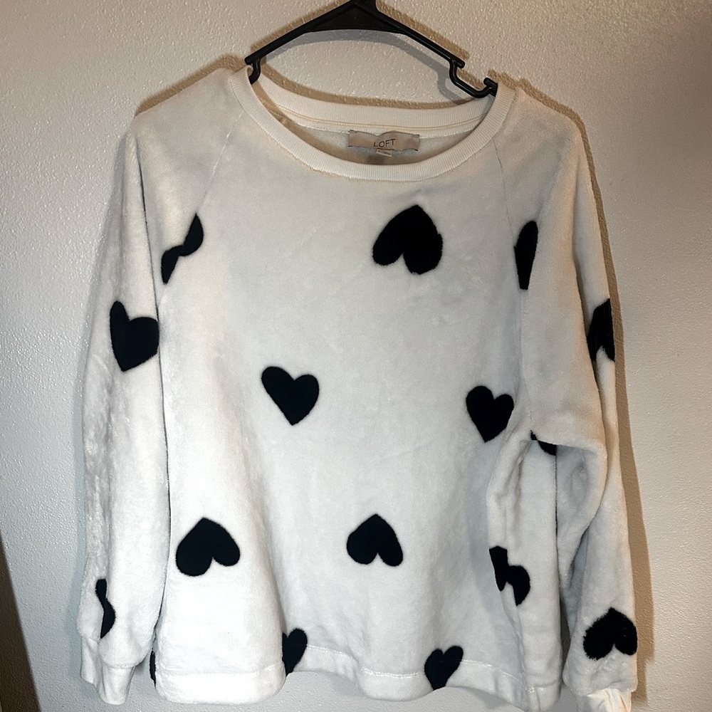 Loft white and black Valentine’s Day heart sweater!